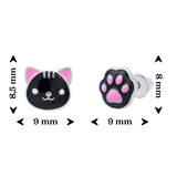 Сережки Котик з лапкою чорний