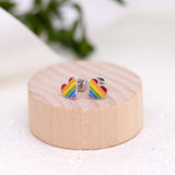 Stud earrings Colored Heart with colored enamel