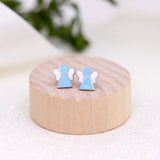Earrings Angel with blue and white enamel