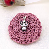 Pendant Panda with white-black and pink enamel