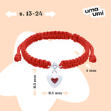 Pulsera trenzada Corazon dentro de un corazón es blanco y rojo