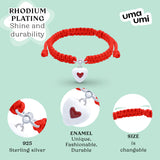 Pulsera trenzada Corazon dentro de un corazón es blanco y rojo