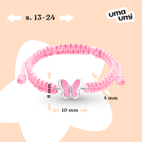 Bransoletka pleciona Motyle różowe