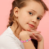 Cord bracelet Panda with white-black and pink enamel