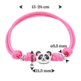 Pulsera cordón Panda con esmalte blanco-negro y rosa