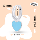 Ohrringe mit Anhängern Herz mit blauer Emaille, d 12 mm