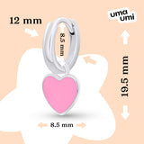 Σκουλαρίκια με κρεμαστά Καρδιά με ροζ σμάλτο, d 12 mm