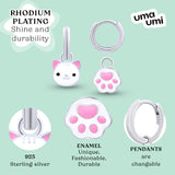 Earrings with pendants White Cat with a Paw, d 12 mm