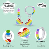 Σκουλαρίκια ουράνιο τόξο με μενταγιόν Καρδιά χρωματιστή, d 12 mm