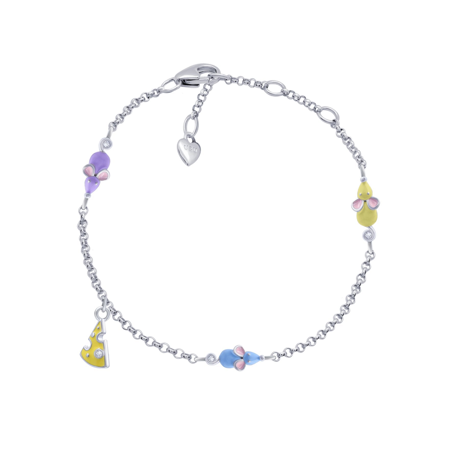 Bracelet on chain Blue Mouse with cheese - UmaUmi