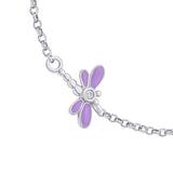 Bracelet on chain Dragonfly with violet, pink enamel and cubic zirconia - UmaUmi