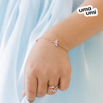 Bracelet on chain Dragonfly with violet, pink enamel and cubic zirconia - UmaUmi