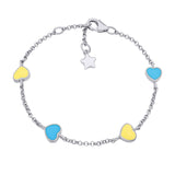 Bracelet on chain Ukraine with hearts with yellow and blue enamel - UmaUmi