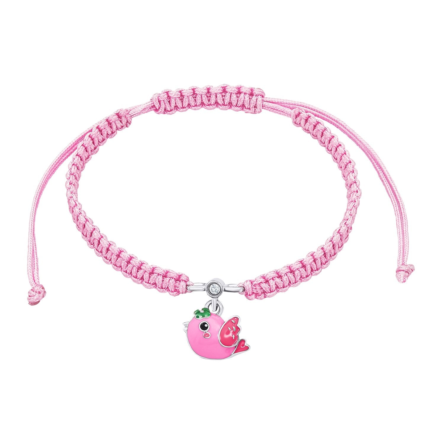 Braided bracelet Birdie with pink and green enamel - UmaUmi