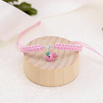 Braided bracelet Birdie with pink and green enamel - UmaUmi