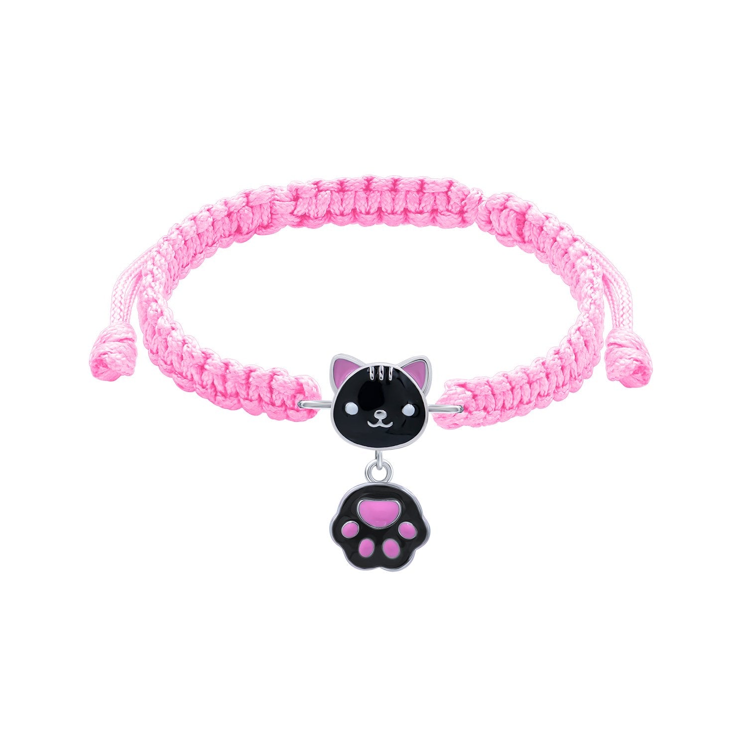 Braided bracelet Black Cat with a Paw - UmaUmi