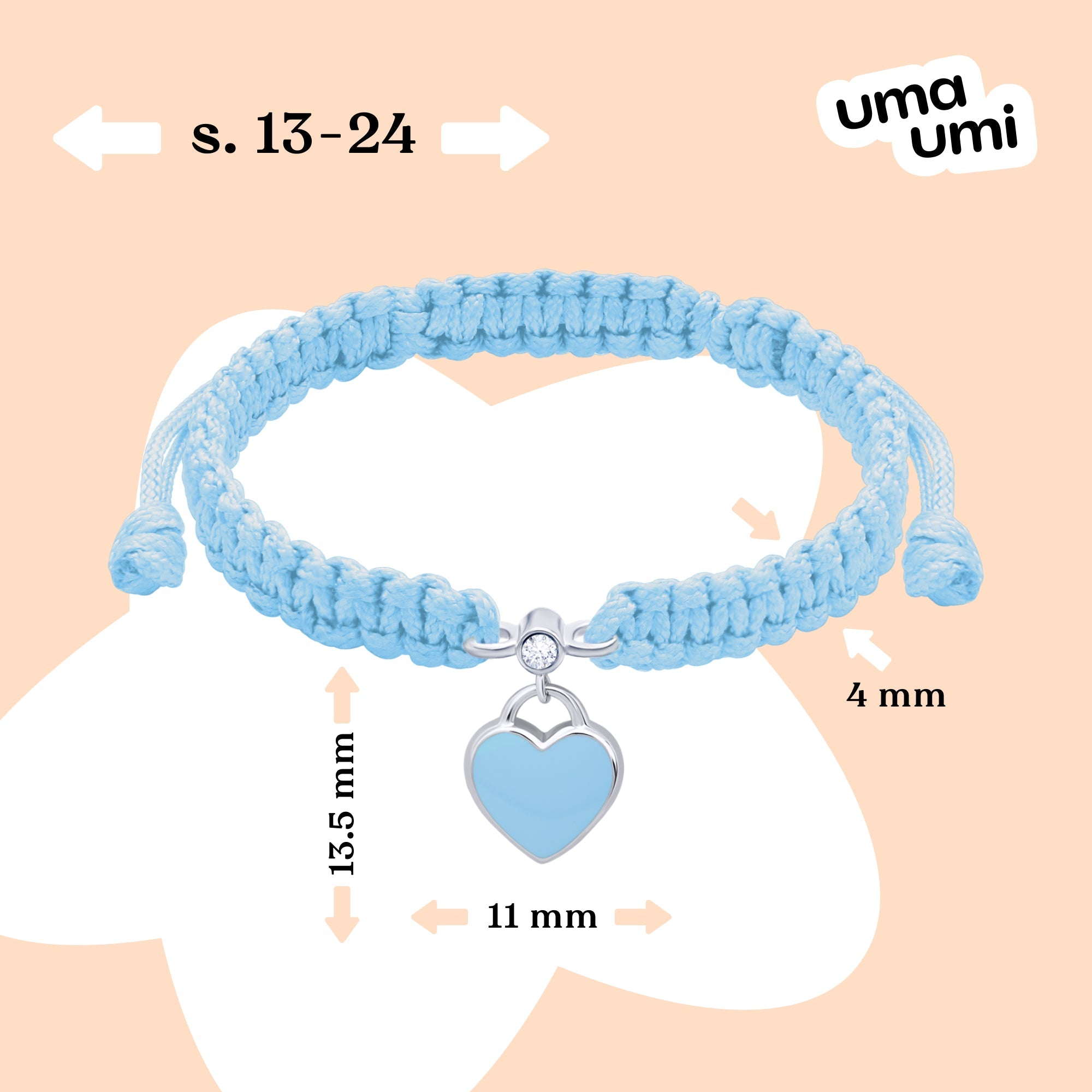 Braided bracelet Blue Heart - UmaUmi