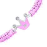 Braided bracelet Crown with a Heart with pink enamel and Zirconia - UmaUmi