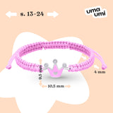 Braided bracelet Crown with a Heart with pink enamel and Zirconia - UmaUmi