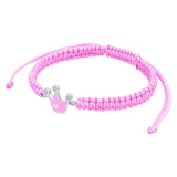 Braided bracelet Crown with a Heart with pink enamel and Zirconia - UmaUmi