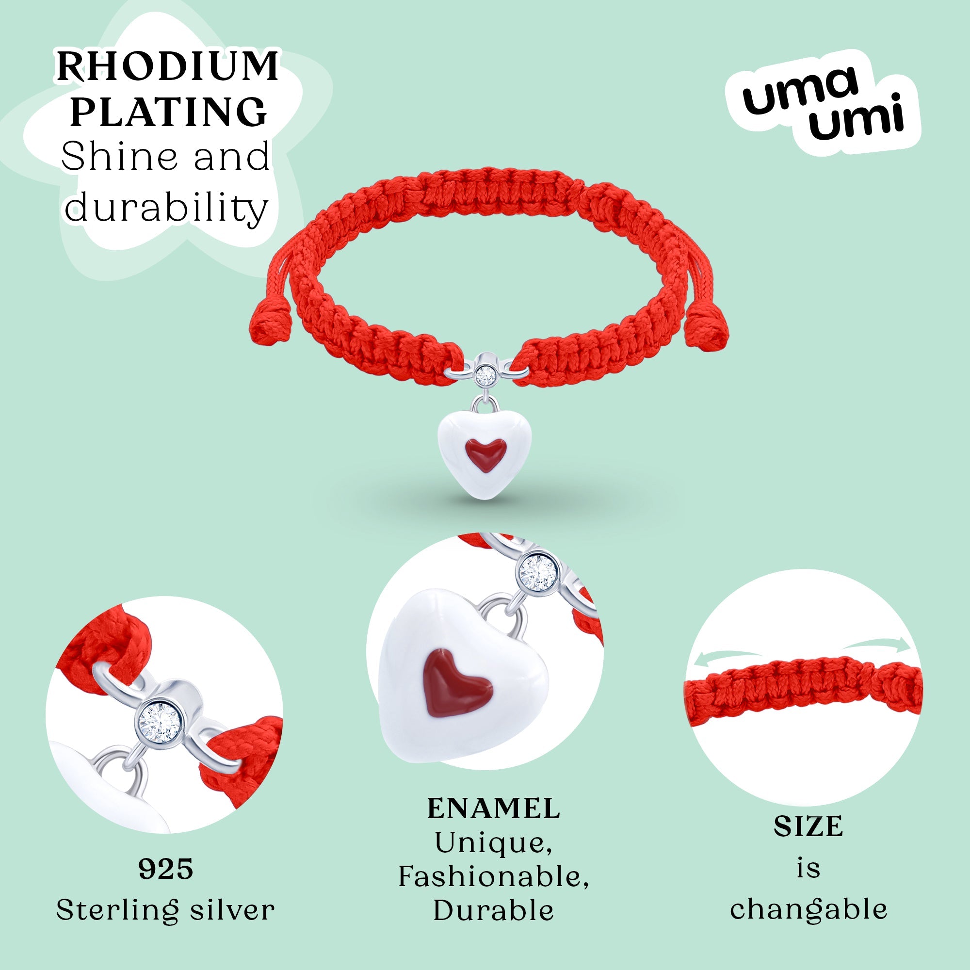 Braided bracelet Heart in Heart - UmaUmi