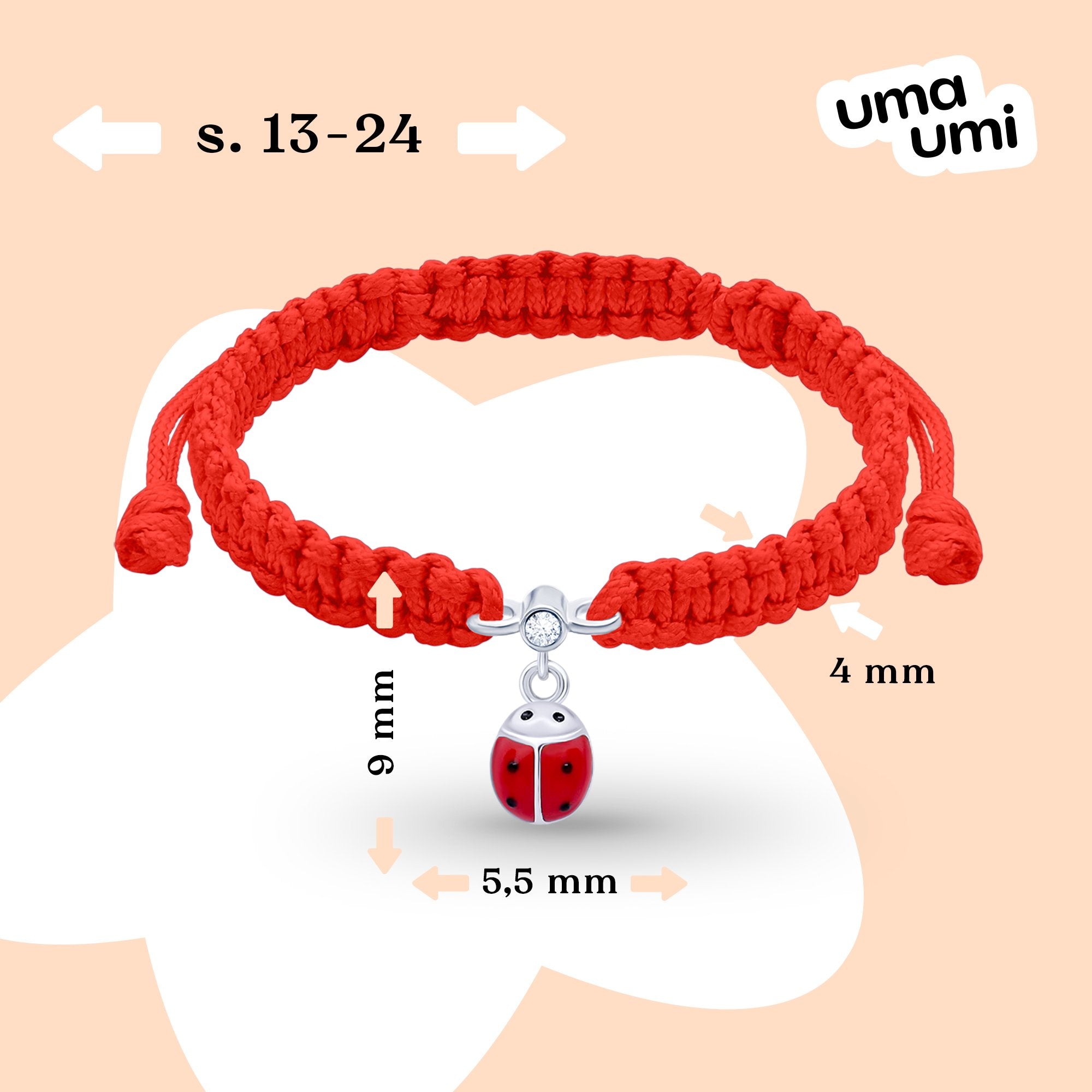 Braided bracelet Ladybug - UmaUmi