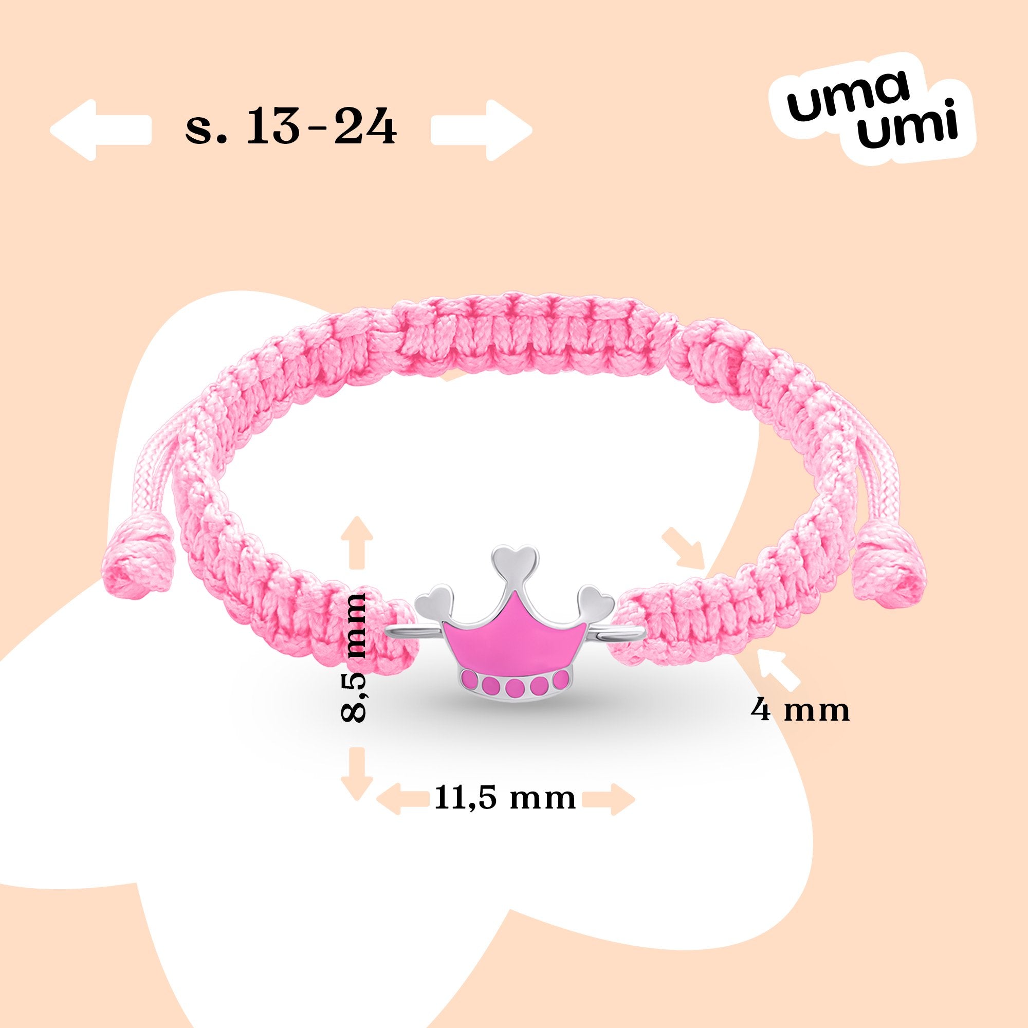 Braided bracelet Pink Crown - UmaUmi