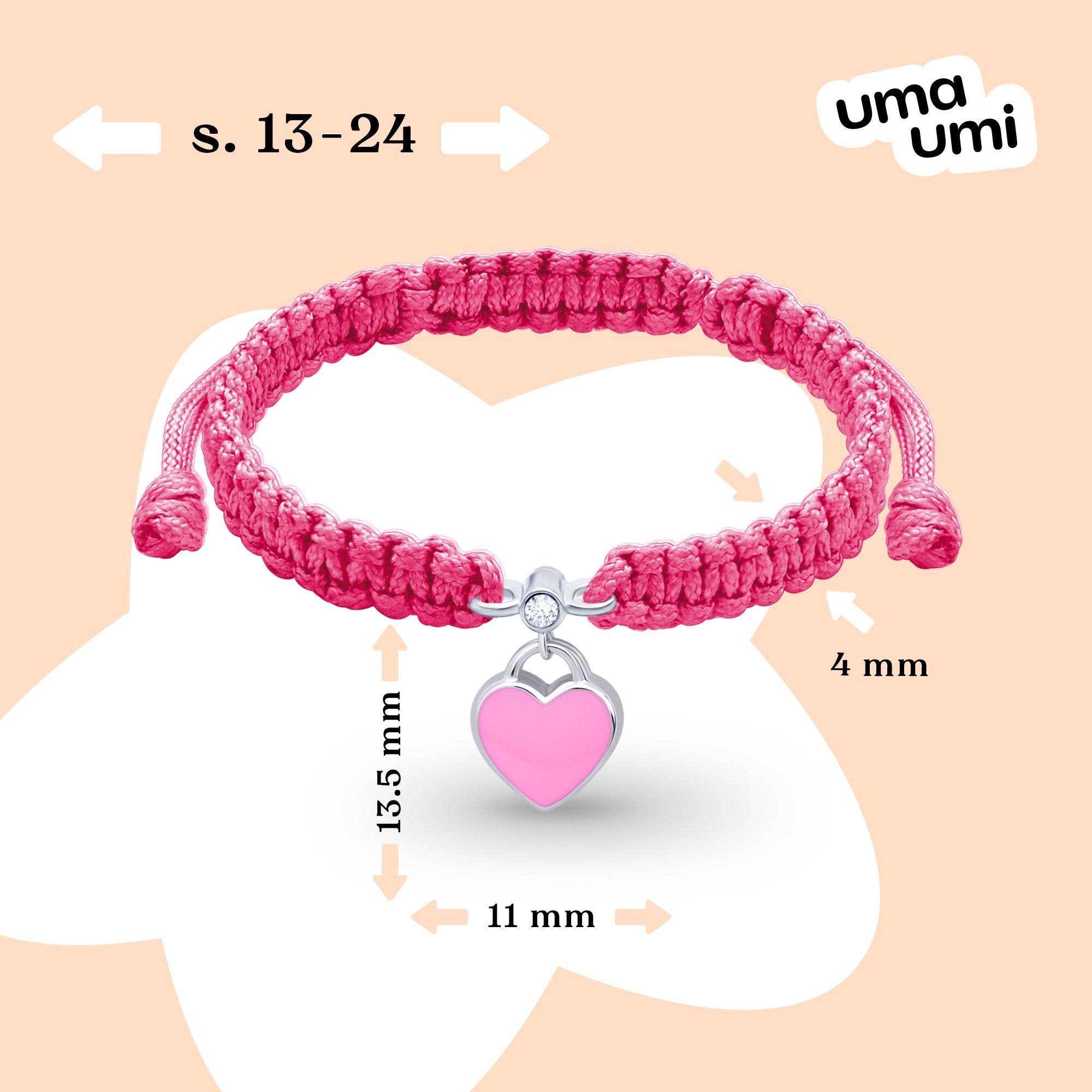 Braided bracelet Pink Heart - UmaUmi