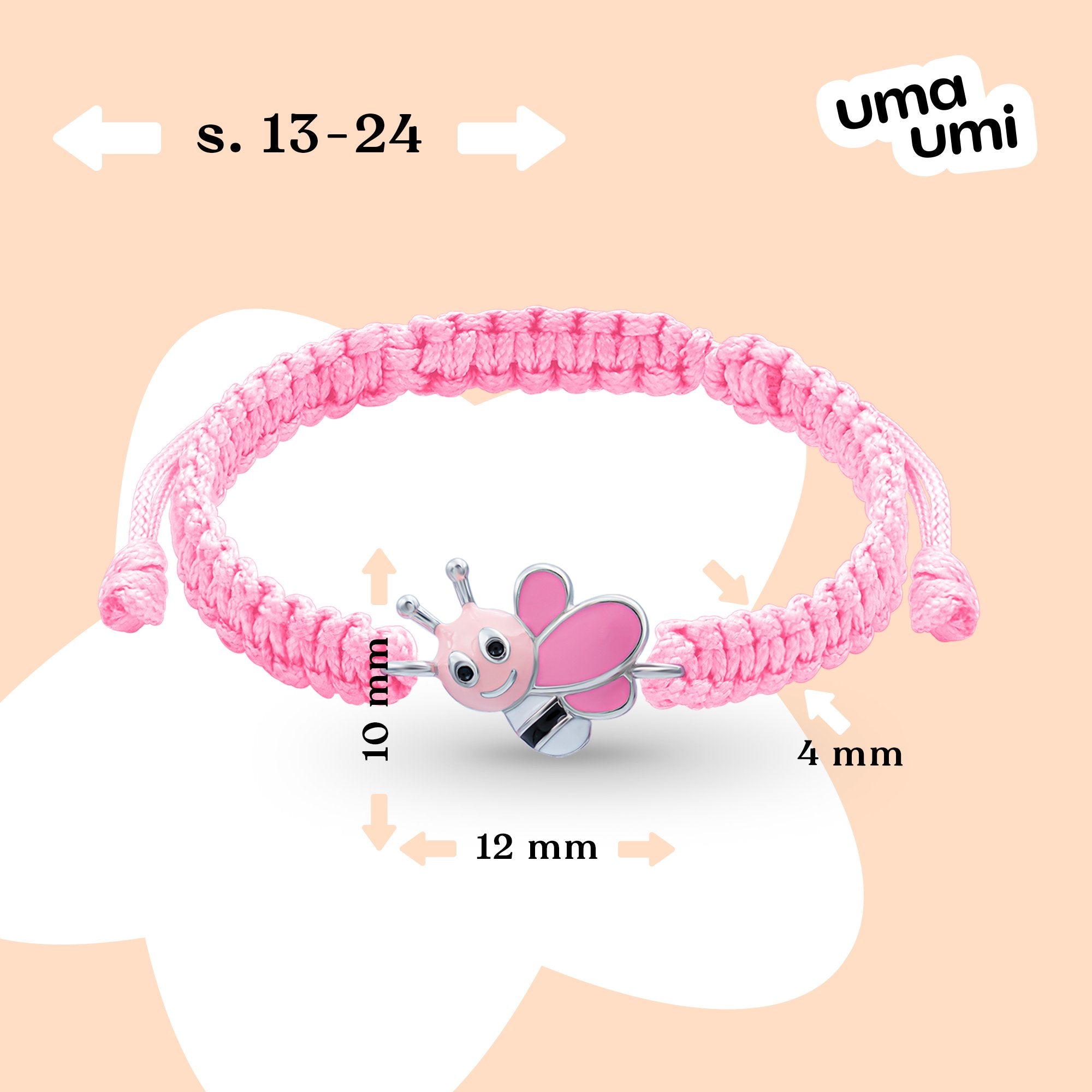 Braided bracelet Pink Marry Bee - UmaUmi