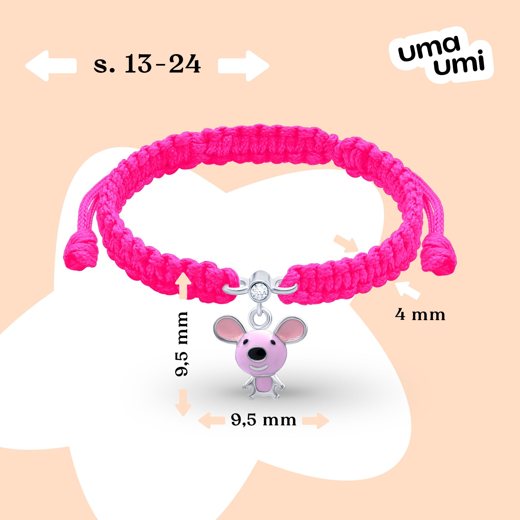 Braided bracelet Pink Mousie - UmaUmi