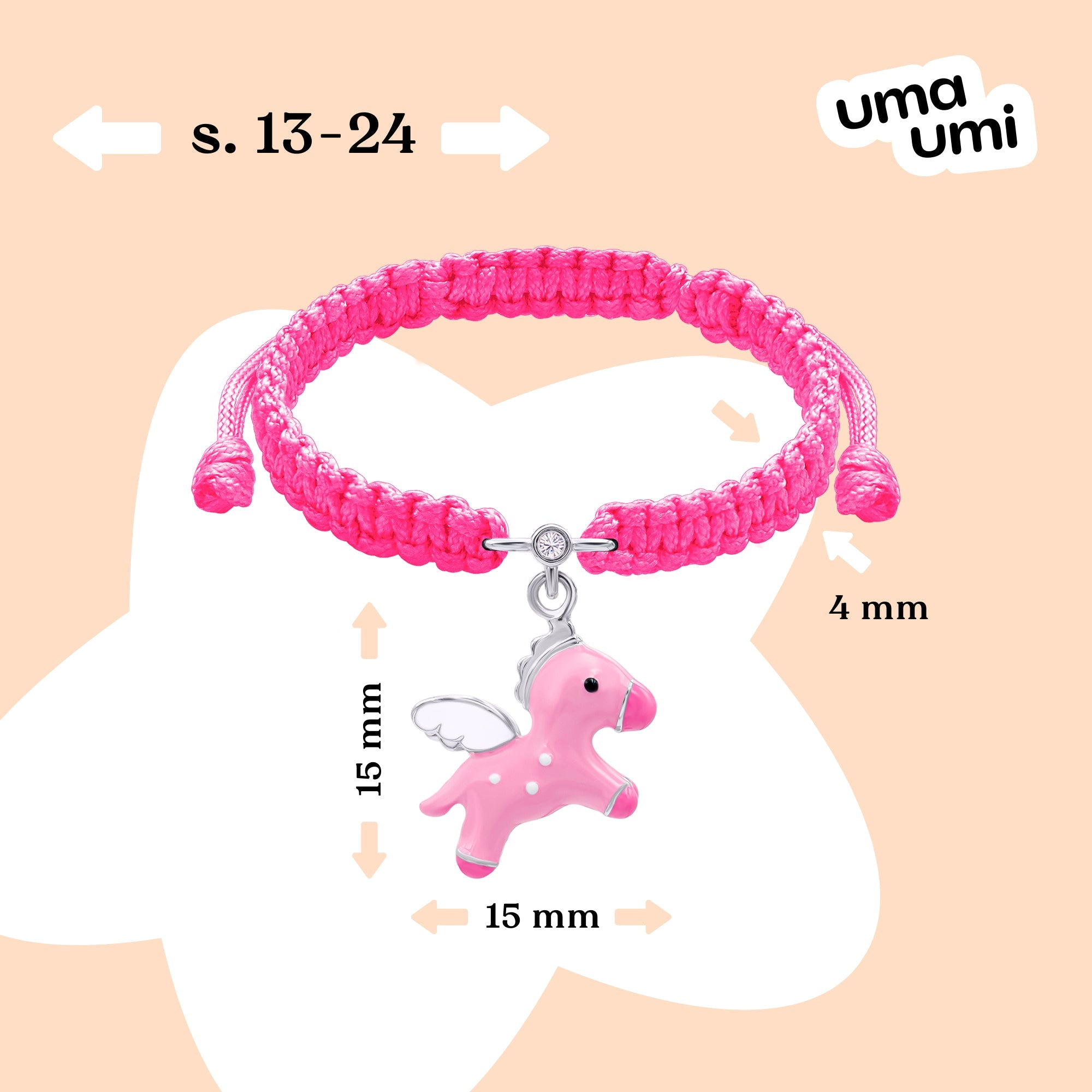 Braided bracelet Pink Pegasus - UmaUmi