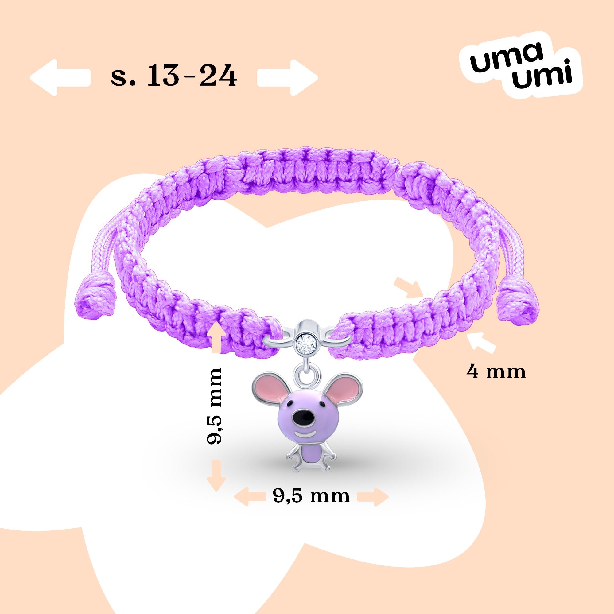 Braided bracelet Violet Mousie - UmaUmi