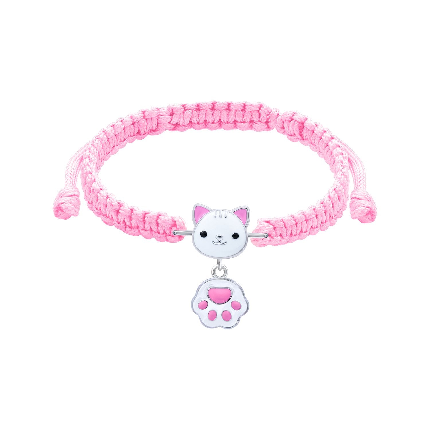 Braided bracelet White Cat with a Paw - UmaUmi