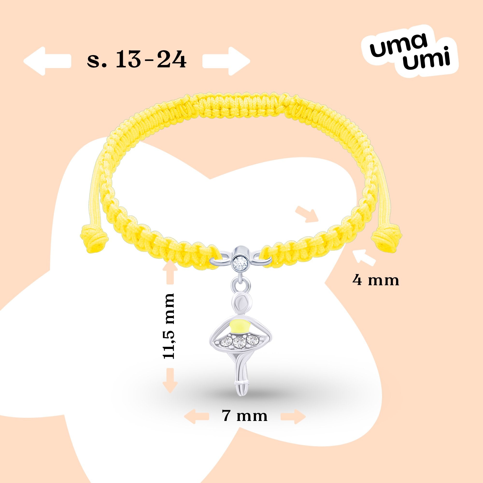 Braided bracelet Yellow Ballerina - UmaUmi