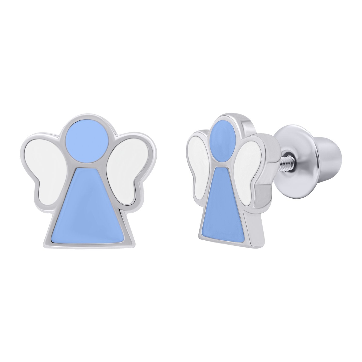 Earrings Angel with blue and white enamel - UmaUmi