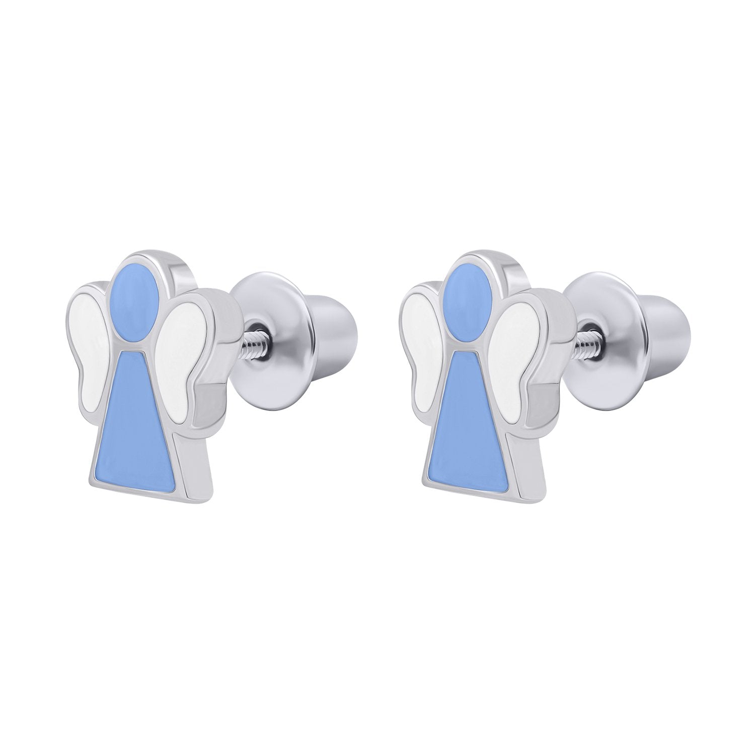 Earrings Angel with blue and white enamel - UmaUmi