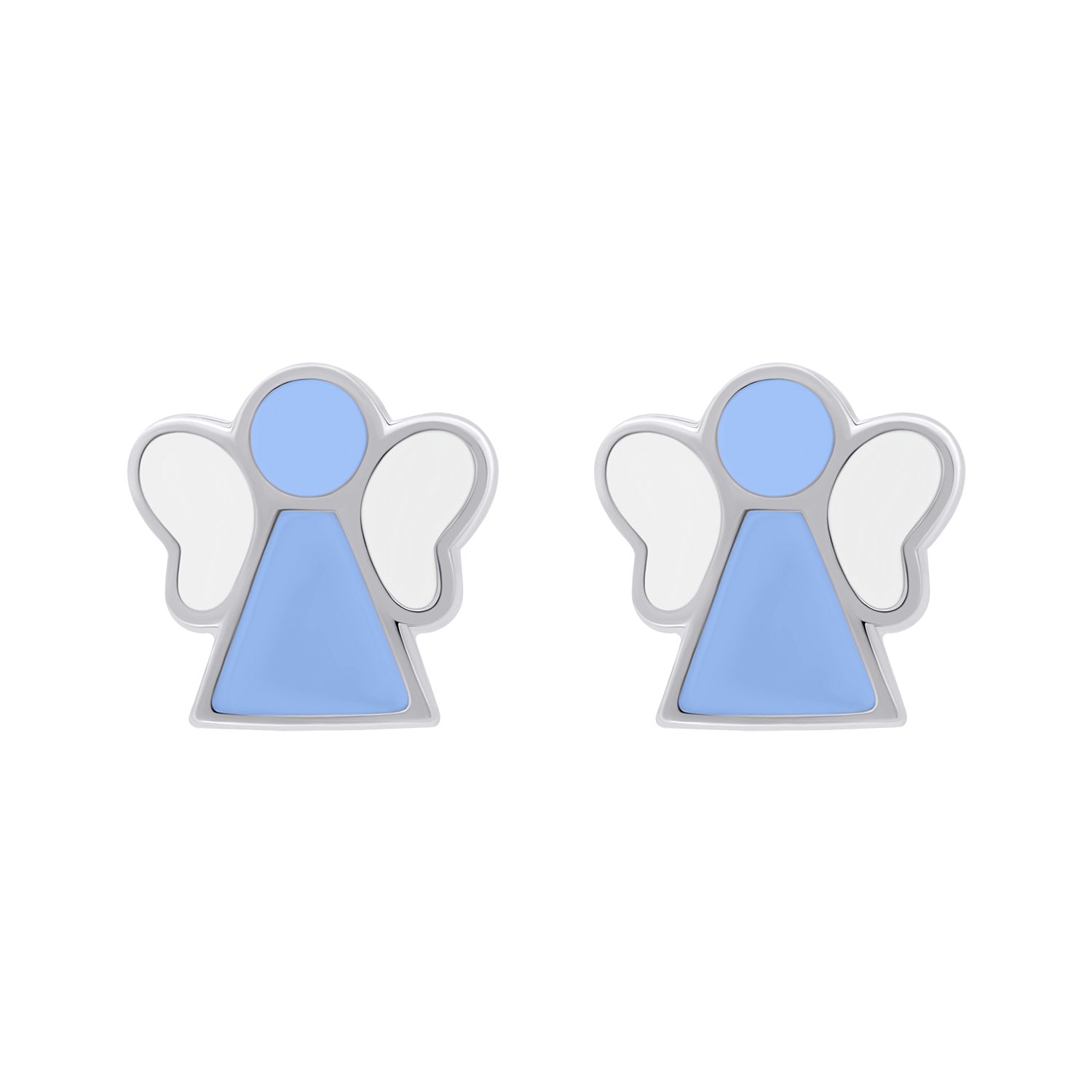 Earrings Angel with blue and white enamel - UmaUmi