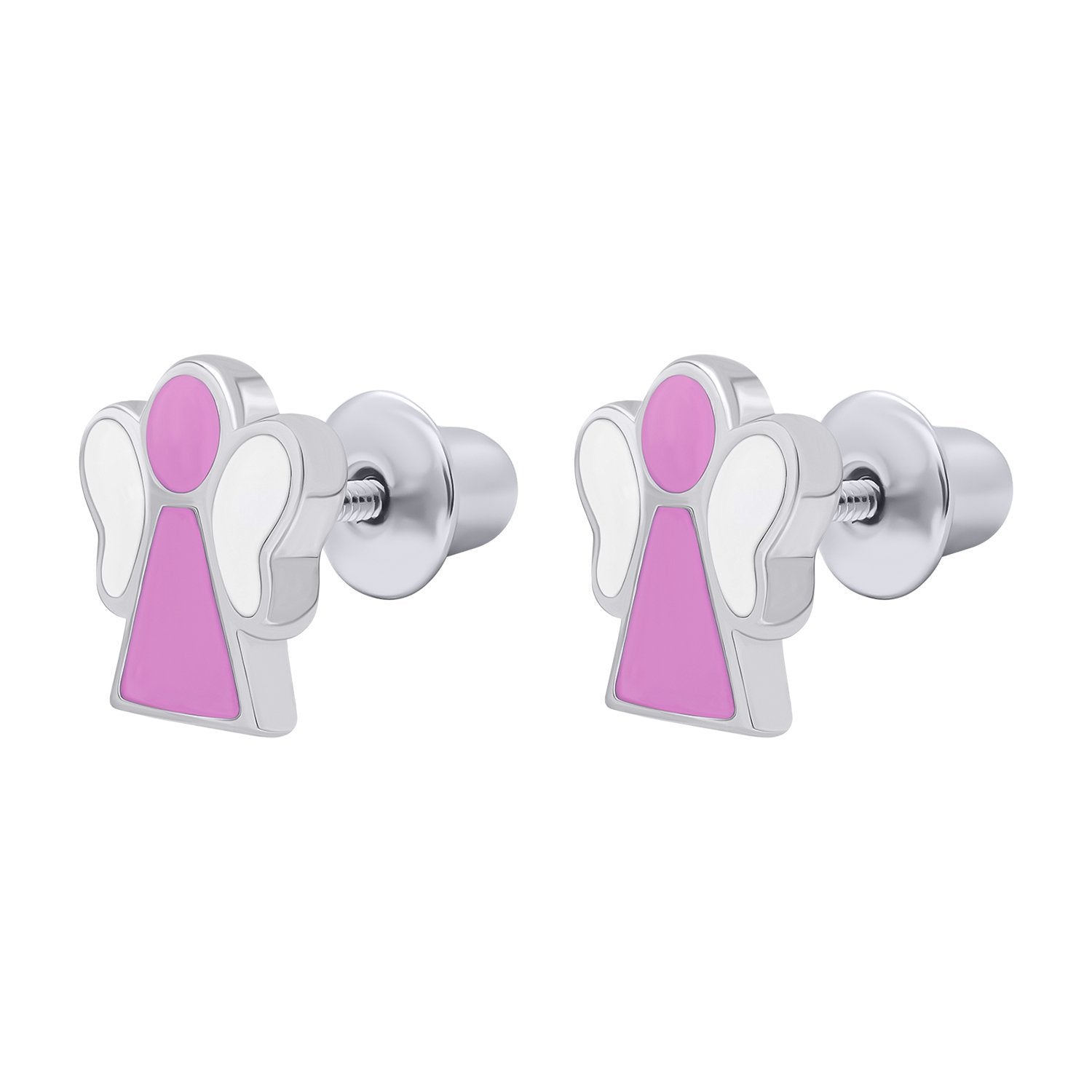 Earrings Angel with pink and white enamel - UmaUmi