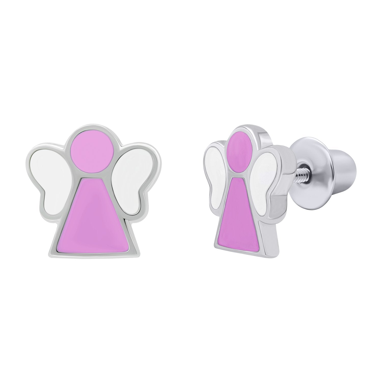 Earrings Angel with pink and white enamel - UmaUmi