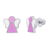 Earrings Angel with pink and white enamel - UmaUmi