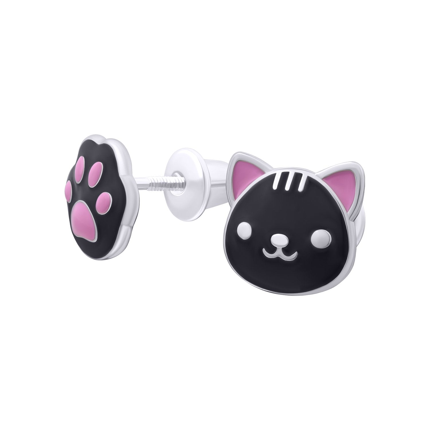 Earrings Black Cat with a Paw - UmaUmi