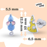 Earrings Blue Mouse with cheese - UmaUmi