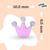 Earrings Crown with a Heart with pink enamel and Cubic Zirconia - UmaUmi