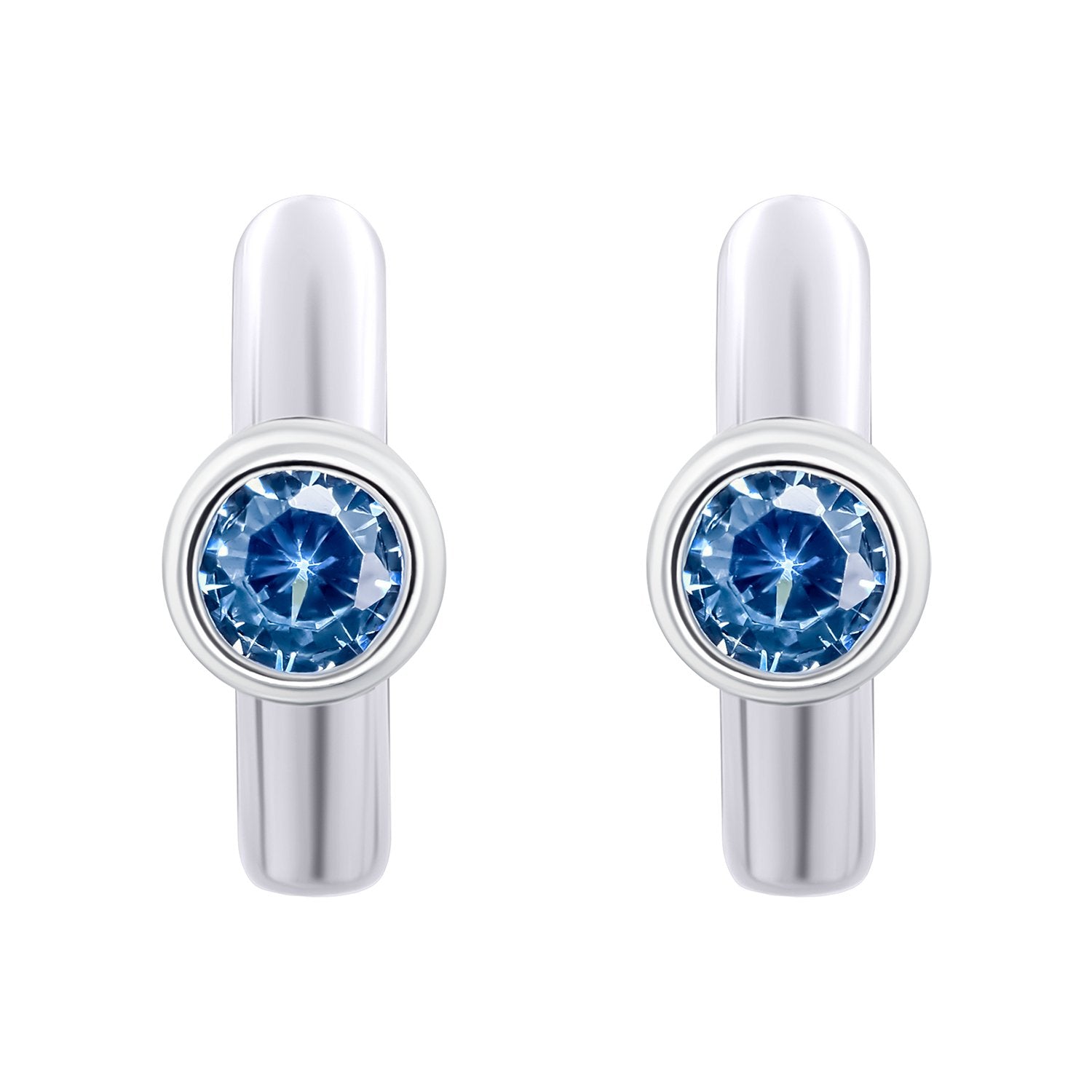 Earrings Huggie with blue Cubic Zirconia - UmaUmi