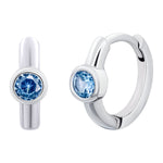 Earrings Huggie with blue Cubic Zirconia - UmaUmi