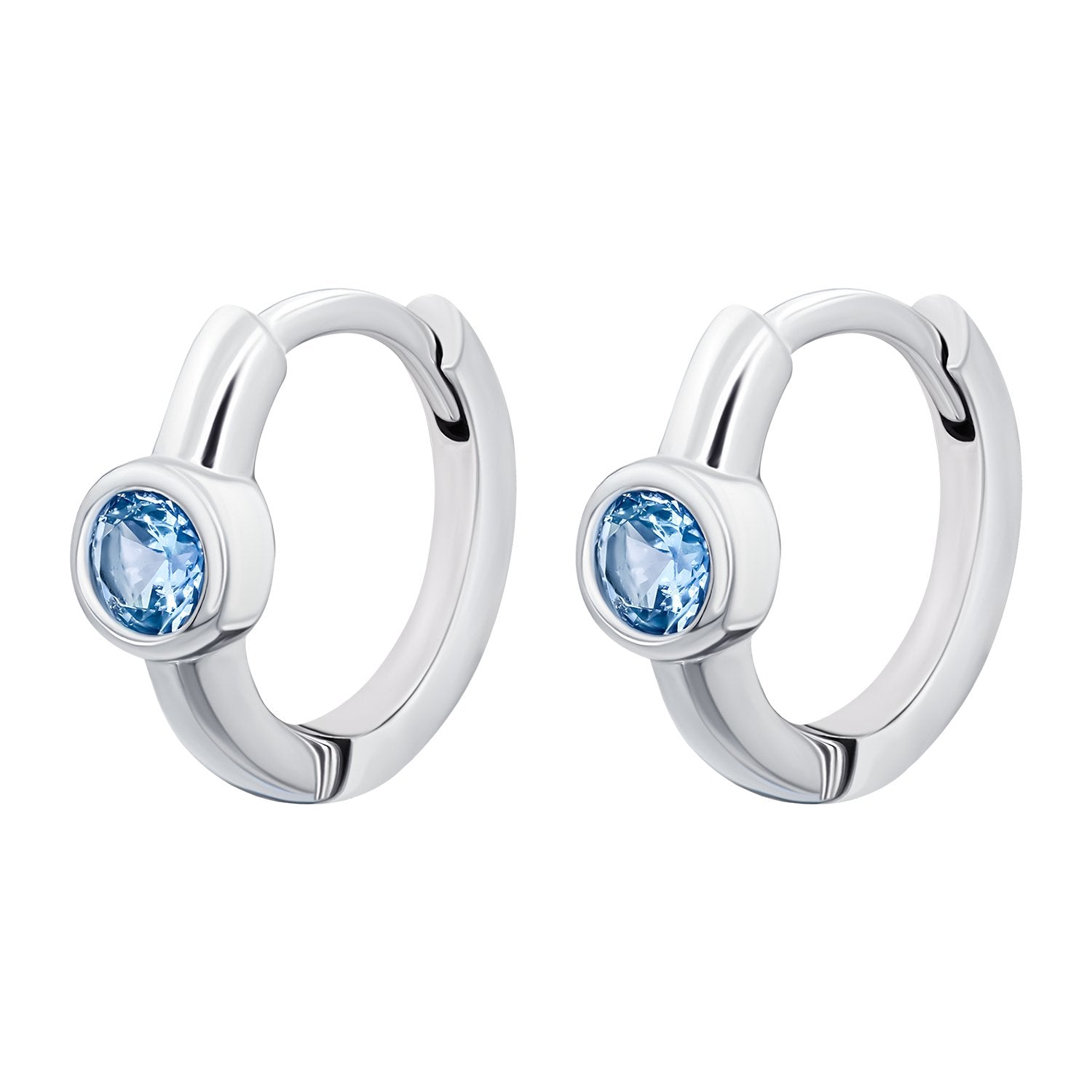 Earrings Huggie with blue Cubic Zirconia - UmaUmi