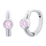 Earrings Huggie with pink Cubic Zirconia - UmaUmi