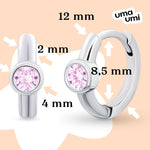 Earrings Huggie with pink Cubic Zirconia - UmaUmi