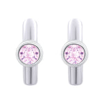 Earrings Huggie with pink Cubic Zirconia - UmaUmi