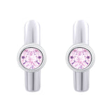 Earrings Huggie with pink Cubic Zirconia - UmaUmi